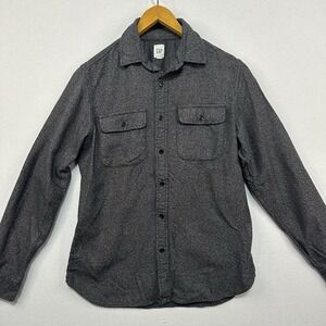 Gap Mens Small Button‎ Up Long Sleeve Jaspe Twill Black Fall 2016